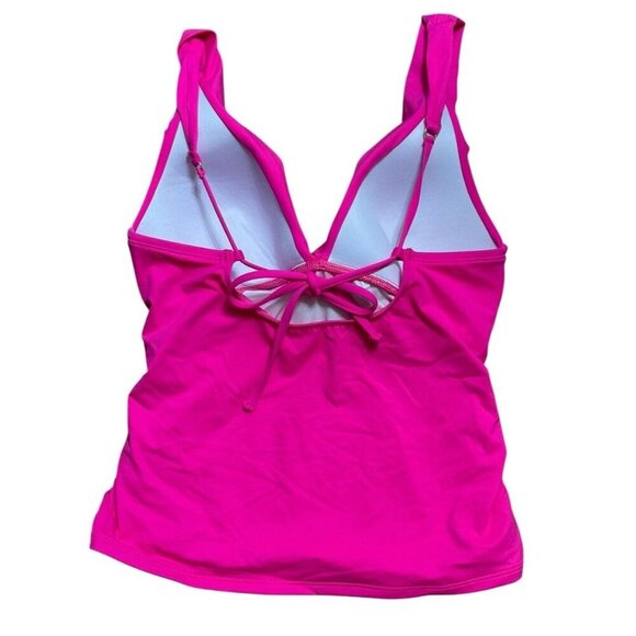 La Blanca Sz 4 Tankini Swimsuit Top Pink Island Goddess Slenderizing Ruching New - Picture 2 of 3